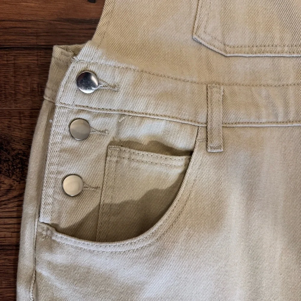 Loose Fit Beige Denim Overalls Jean Jumpsuit Bib Romper Women’s XL - Picture 9 of 14